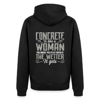Concrete Is Like A Woman Betonbauer - Unisex Premium Bio Zip Hoodie - Schwarz - Hinten - Nico (187cm)