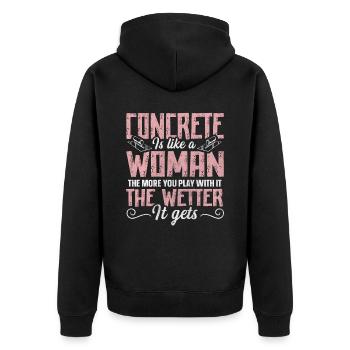 Concrete Is Like A Woman Betonbauer - Unisex Premium Bio Zip Hoodie - Schwarz - Hinten - Nico (187cm)