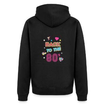 Devise des années 80 - Style des années 80 - Le meilleur des années 80 - Veste à capuche bio Premium Unisexe - noir - Dos - Nico (187cm)