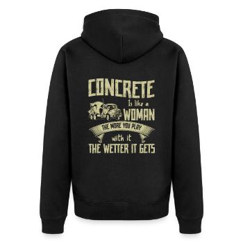 Concrete Is Like A Woman Betonbauer - Unisex Premium Bio Zip Hoodie - Schwarz - Hinten - Nico (187cm)
