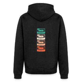 80er Jahre Mottoparty - 90's style - Best of 80er - Unisex Premium Bio Zip Hoodie - Schwarz - Hinten - Nico (187cm)