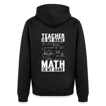 Mathe Mathelehrer - Unisex Premium Bio Zip Hoodie - Schwarz - Hinten - Nico (187cm)