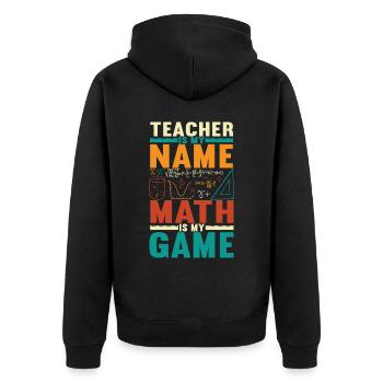 Mathe Mathelehrer - Unisex Premium Bio Zip Hoodie - Schwarz - Hinten - Nico (187cm)