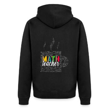 Mathe Mathelehrer - Unisex Premium Bio Zip Hoodie - Schwarz - Hinten - Nico (187cm)