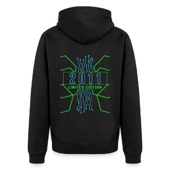 Geburtstag 2011 Gaming Limited Edition Gamer - Unisex Premium Bio Zip Hoodie - Schwarz - Hinten - Nico (187cm)