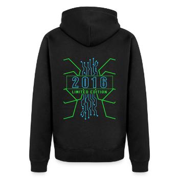 Geburtstag 2016 Gaming Limited Edition Gamer - Unisex Premium Bio Zip Hoodie - Schwarz - Hinten - Nico (187cm)