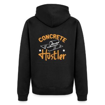 Concrete Hustler Concrete Builders - Unisex Premium Organic Zip Hoodie - black - Back - Nico (187cm)