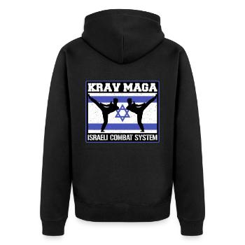 Krav Maga Apparel Israeli Self - Unisex Premium Organic Zip Hoodie - black - Back - Nico (187cm)