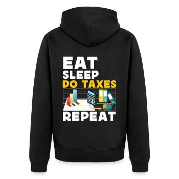 Accountant Bookkeeper Accounting - Unisex Premium Bio Zip Hoodie - Schwarz - Hinten - Nico (187cm)