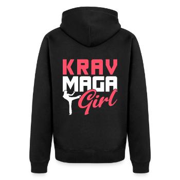 Krav Maga Apparel Israeli Self - Unisex Premium Organic Zip Hoodie - black - Back - Nico (187cm)