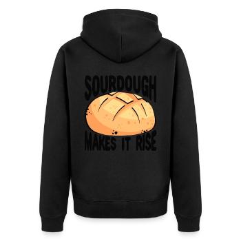 Lustiger Brotbacken-Bäcker - Unisex Premium Bio Zip Hoodie - Schwarz - Hinten - Nico (187cm)