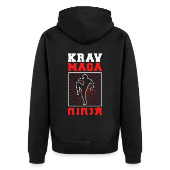 Krav Maga Apparel Israeli Self - Unisex Premium Organic Zip Hoodie - black - Back - Nico (187cm)