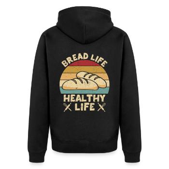 Funny bread baker - Unisex Premium Organic Zip Hoodie - black - Back - Nico (187cm)