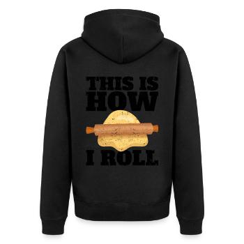 Funny bread baker - Unisex Premium Organic Zip Hoodie - black - Back - Nico (187cm)