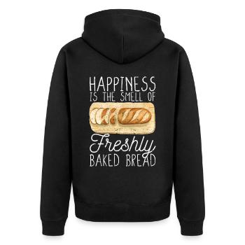 Funny bread baker - Unisex Premium Organic Zip Hoodie - black - Back - Nico (187cm)