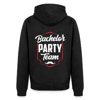 Junggesellenabschied Team Braut Junggeselle - Unisex Premium Bio Zip Hoodie - Schwarz - Hinten - Nico (187cm)
