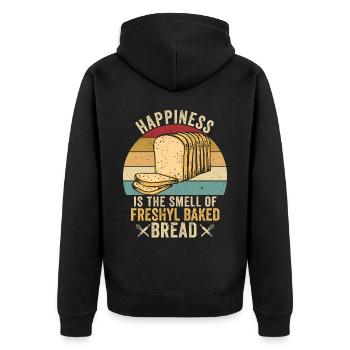 Funny bread baker - Unisex Premium Organic Zip Hoodie - black - Back - Nico (187cm)