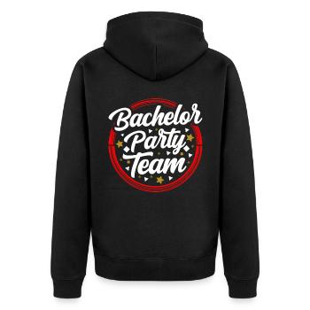 Junggesellenabschied Team Braut Junggeselle - Unisex Premium Bio Zip Hoodie - Schwarz - Hinten - Nico (187cm)