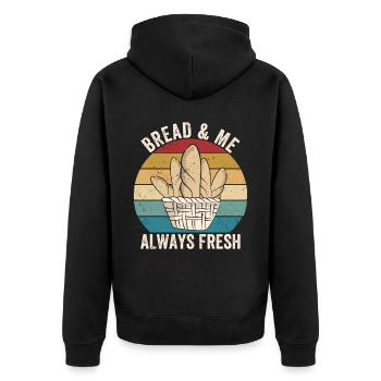 Funny bread baker - Unisex Premium Organic Zip Hoodie - black - Back - Nico (187cm)