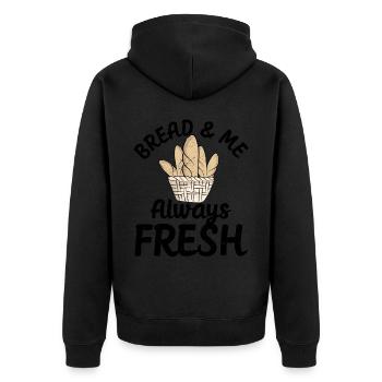 Funny bread baker - Unisex Premium Organic Zip Hoodie - black - Back - Nico (187cm)