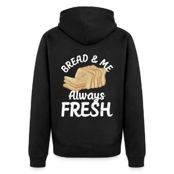 Funny bread baker - Unisex Premium Organic Zip Hoodie - black - Back - Nico (187cm)