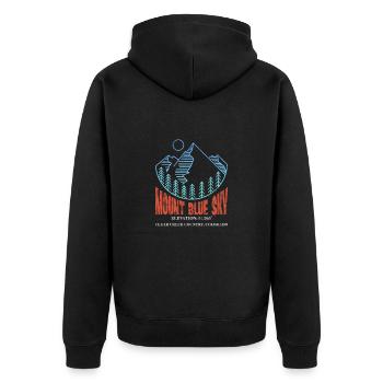 Colorado Mount Blue Sky USA Amerika Geschenk - Unisex Premium Bio Zip Hoodie - Schwarz - Hinten - Nico (187cm)