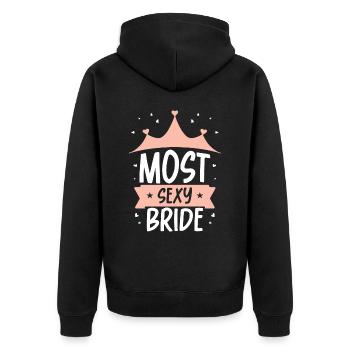 Sexyeste Braut Bräute Party Hochzeit Heiraten - Unisex Premium Bio Zip Hoodie - Schwarz - Hinten - Nico (187cm)
