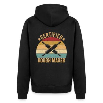 Funny bread baker - Unisex Premium Organic Zip Hoodie - black - Back - Nico (187cm)