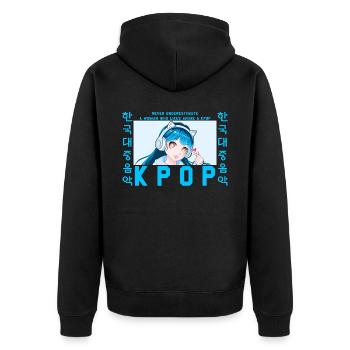 Unterschätzen Sie niemals eine Frau, die Anime und - Unisex Premium Bio Zip Hoodie - Schwarz - Hinten - Nico (187cm)