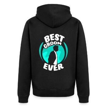 Best Groom Ever Wedding Party - Unisex Premium Organic Zip Hoodie - black - Back - Nico (187cm)