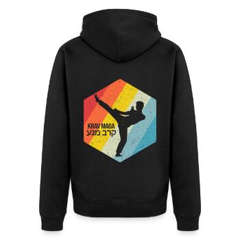 Krav Maga Apparel Israeli Self - Unisex Premium Organic Zip Hoodie - black - Back - Nico (187cm)