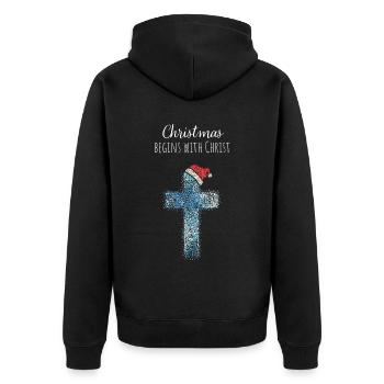 Weihnachtszeit Christlich Jesus Gott Christ Kirche - Unisex Premium Bio Zip Hoodie - Schwarz - Hinten - Nico (187cm)