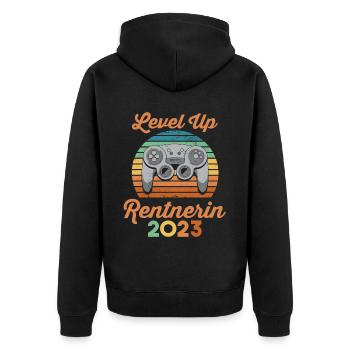 Pension 2023 Pensionärin Gamer Ruhestand Rentnerin - Unisex Premium Bio Zip Hoodie - Schwarz - Hinten - Nico (187cm)
