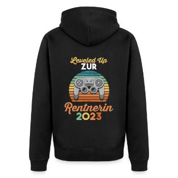 Pension 2023 Pensionärin Gamer Zocken Ruhestand Re - Unisex Premium Bio Zip Hoodie - Schwarz - Hinten - Nico (187cm)