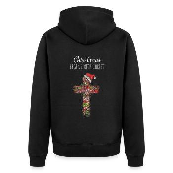 Weihnachtsgottesdienst Jesus Christ Kirche Advent - Unisex Premium Bio Zip Hoodie - Schwarz - Hinten - Nico (187cm)