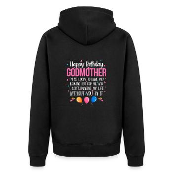 Patin - Unisex Premium Bio Zip Hoodie - Schwarz - Hinten - Nico (187cm)