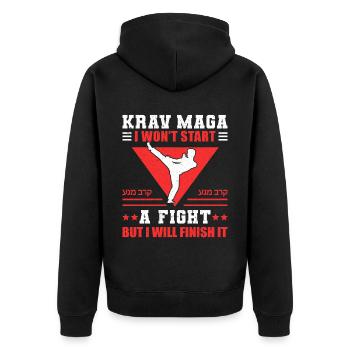 Krav Maga Apparel Israélien Self - Veste à capuche bio Premium Unisexe - noir - Dos - Nico (187cm)