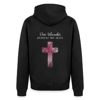 Jésus Saison de Noël Dieu Foi Chrétiens Jésus - Veste à capuche bio Premium Unisexe - noir - Dos - Nico (187cm)