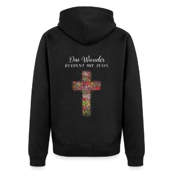 Christlich Kirche Weihnachtsfeier Gott Christen - Unisex Premium Bio Zip Hoodie - Schwarz - Hinten - Nico (187cm)