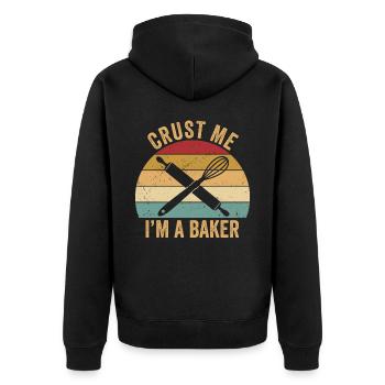 Funny bread baker - Unisex Premium Organic Zip Hoodie - black - Back - Nico (187cm)