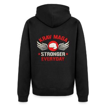 Krav Maga Apparel Israeli Self - Unisex Premium Organic Zip Hoodie - black - Back - Nico (187cm)