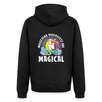 Biology Biologist Unicorn Molecular Biologist - Unisex Premium Organic Zip Hoodie - black - Back - Nico (187cm)