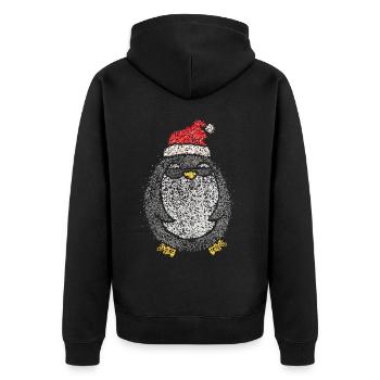 Pinguin Weihnachtszeit Nikolausmütze Ugly Xmas - Unisex Premium Bio Zip Hoodie - Schwarz - Hinten - Nico (187cm)