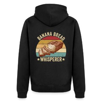 Funny bread baker - Unisex Premium Organic Zip Hoodie - black - Back - Nico (187cm)