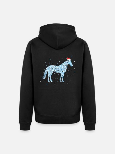 Pferdebesitzer Weihnachtsmotiv Nikolausmütze - Unisex Premium Bio Zip Hoodie - Schwarz