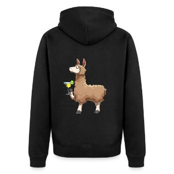Lustiges Alpaka drinkt Cocktail - Unisex Premium Bio Zip Hoodie - Schwarz - Hinten - Nico (187cm)