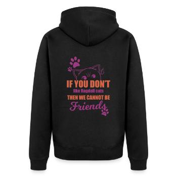 Ragdoll Katze - Unisex Premium Bio Zip Hoodie - Schwarz - Hinten - Nico (187cm)