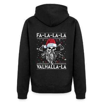 Viking Ugly Christmas – Valhalla Wikinger Outfit - Unisex Premium Organic Zip Hoodie - black - Back - Nico (187cm)