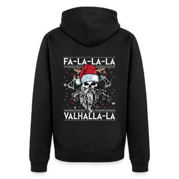 Viking Ugly Christmas – Valhalla Wikinger Outfit - Unisex Premium Organic Zip Hoodie - black - Back - Nico (187cm)