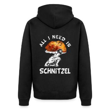 Schnitzellover- funny Jesus Schnitzel - Unisex Premium Organic Zip Hoodie - black - Back - Nico (187cm)